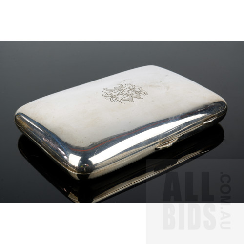 Edwardian Sterling Silver Cigarette Case with Gilt Interior, Stokes & Ireland Ltd Chester 1903, 194g