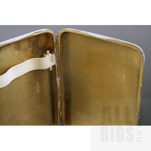 Edwardian Sterling Silver Cigarette Case with Gilt Interior, Stokes & Ireland Ltd Chester 1903, 194g