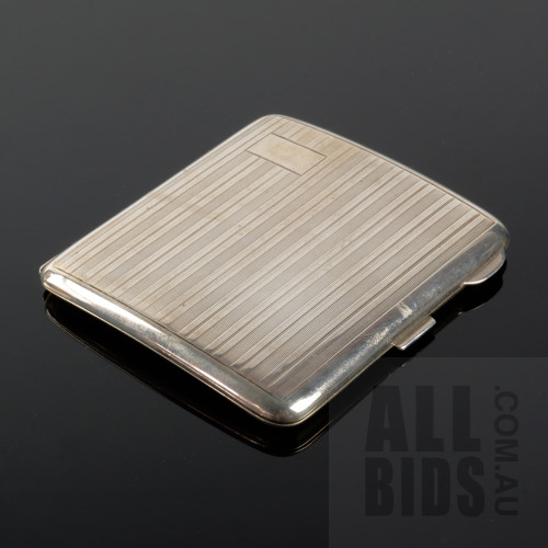 Australian Sterling Silver Cigarette Case with Engine Turned Decoration and Gilt Interior, Stamped Proud Sterling, 80g