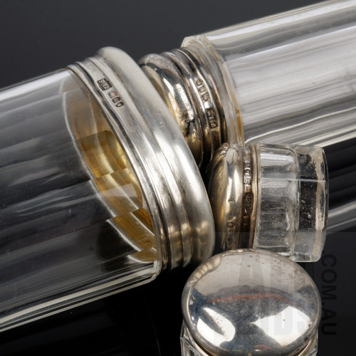 Four Sterling Silver Mounted Glass Jars, Birmingham and London