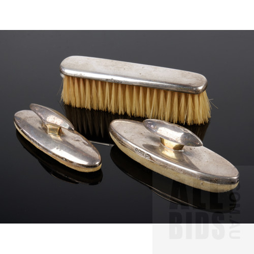 Two Sterling Silver Nail Buffers and a Brush, London and Birmingham 1907-1910