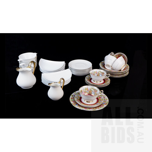 Various European Porcelain Including Old Vienna Teacups and Saucers
