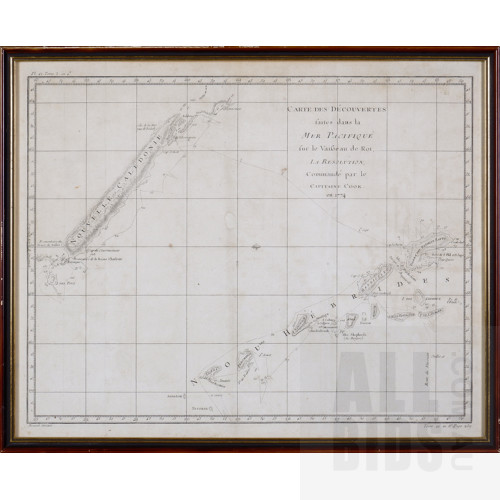 Robert Benard (French active 1750-1785) Carte des decouvertes faites dans la Mer Pacifique ...1774, Published Paris 1785