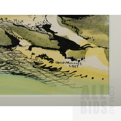 David Milliss (b.1961), Jervis Bay Rocks 1977, Watercolour & Ink, 39.5x58.5cm (image size)