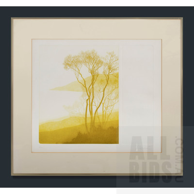 Peter Hickey (b.1943), Coastal Trees, Coloured Aquatint & Embossed Paper 28/30, 35x40.5cm (etching plate)