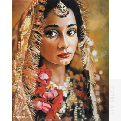 Arief Jag (Indonesian School), Young Bride, Oil on Canvas, 54 x 44 cm