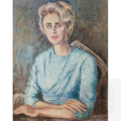 Elizabeth Mary (Beth) Mayne (1936-1988), 'Portrait (possibly self-portrait) Aged 28 Years,' 1967, Oil on Board, 49.5x39.5cm