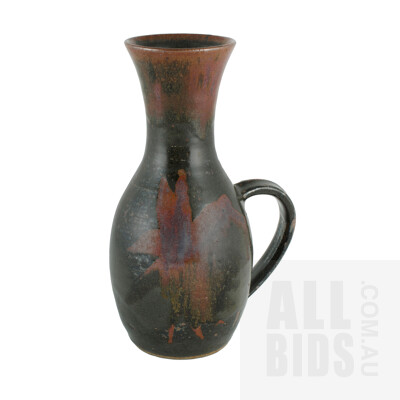 Chris Sanders Stoneware Carafe with 5 Matching Goblets, incised 'C. Sanders, 1976' to base, (H26cm carafe) 