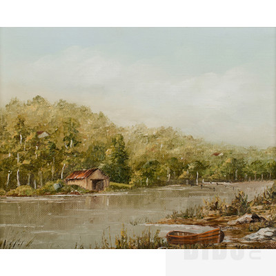 Vivian (Viv) Gregory, 'River Scene', Oil on Canvas on Board, 19x24cm (image size)
