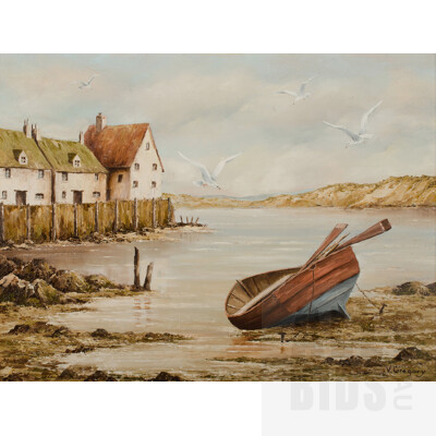 Vivian (Viv) Gregory, 'Beach Scene', Oil on Canvas Board, 44x59cm