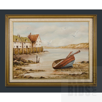 Vivian (Viv) Gregory, 'Beach Scene', Oil on Canvas Board, 44x59cm