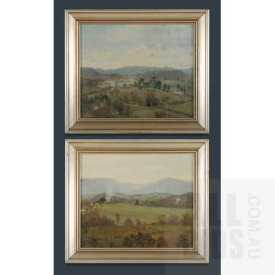 Annette Frankel (b.1929), Two Victorian Pastoral Landscapes (2), Oil on Board (2), 24x29cm each (image size)