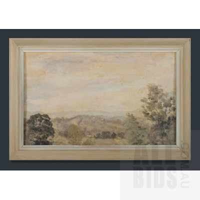 Annette Frankel (b.1929), 'Sunset Bush,' 18x29cm (image size); 'Sunset Bush 2,' 18x29cm (image size) & 'The Path Walk,' 25.5x16.5cm (image size) (3), Oil on Board (3)