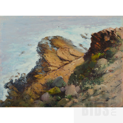 Allan Waite (1924-2010), 'Seal Colony, Kangaroo Island', Oil on Canvas on Board, 46x60cm