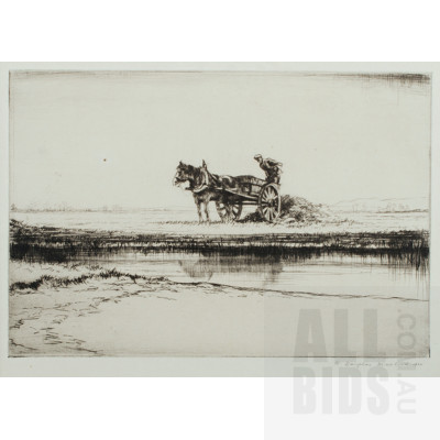 W. Douglas Macleod (British 1892-1963), Horse & Cart, 1922, Etching, 12x17cm