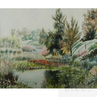 Doris O'Grady, Lagoon on the Clarence, Watercolour, 42.5x51cm