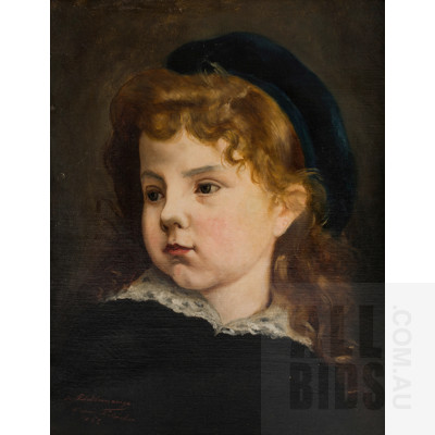 After Lobrichon, Timoleon, Study of a Young Girl, Artist M. Petitdemange, Oil on Canvas, 38.5x30.5cm