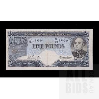 Five Pound1960 Coombs Wilson Australian Five Pound Banknote R50 TC00199054