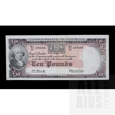 Ten Pound 1960 Coombs Wilson Australian Ten Pound Banknote R63 WA54185644