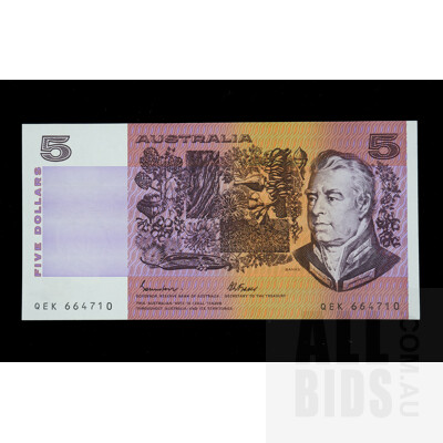 $5 1985 Johnston Fraser Australian Five Dollar Banknote R209A QEK664710