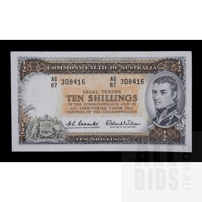 10/- 1961 Coombs Wilson Australian Ten Shilling Banknote R17 AG87308416
