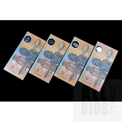 4 X $10 1988 Johnston Fraser Australian Ten Dollar Banknotes R310B AB36708711/23/27/31