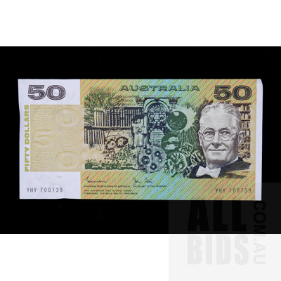$50 1983 Johnston Stone Australian Fifty Dollar Banknote R508 YHY700739
