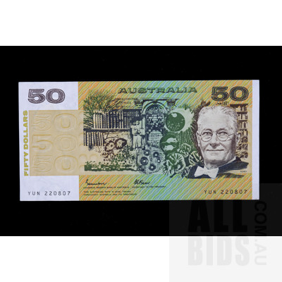 $50 1985 Johnston Fraser Australian Fifty Dollar Banknote OCRB Serial