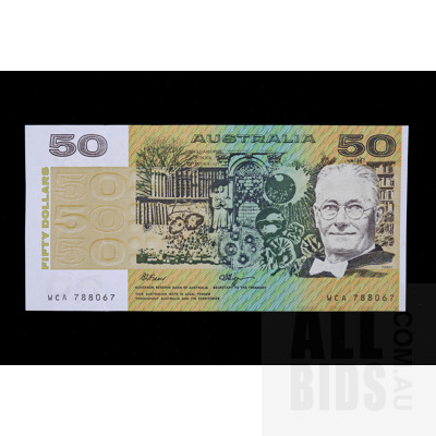 $50 1990 Fraser Higgins Australian Fifty Dollar Banknote R512 WCA788067
