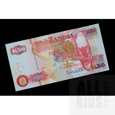 1992 Zambia 50 Kwacha Banknote BA3053659