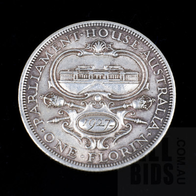 1927 Florin Australian Two Shilling Coin Parliament House Commemorative