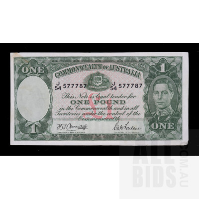 One Pound 1942 Armitage McFarlane Australian One Pound Banknote R30a J54577787