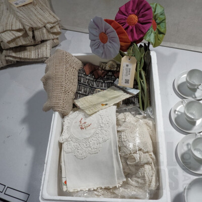 Large Collection of Vintage Linen and Napery including Crochet Bedspread and Tablecloth