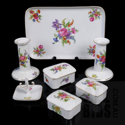 Vintage Czech Porcelain 7 Piece Dressing Table Set