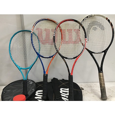 Wilson And Head Tennis Racquets, Racquetball Racquet - Lot Of 4