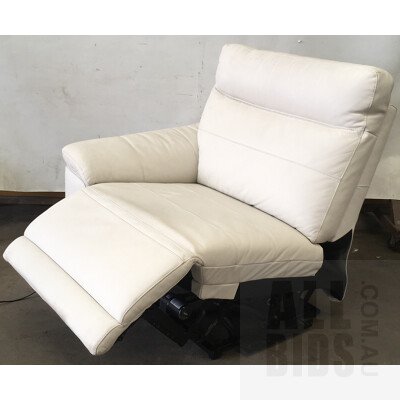 2 Piece White Leather Electric Reclining Lounge