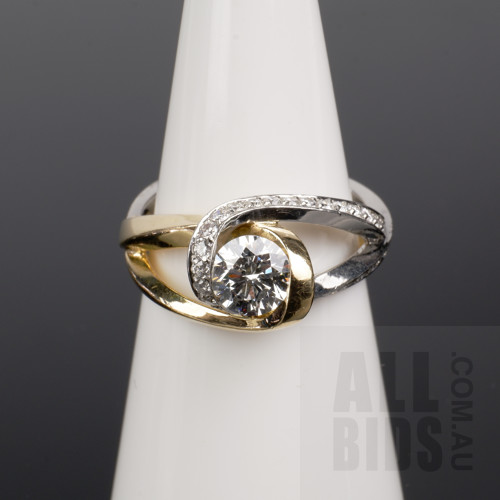 18ct Yellow Gold and Platinum 950 Round Brilliant Cut 0.72ct Diamond Ring (G/H Si1), Hand Made by Creations Canberra
