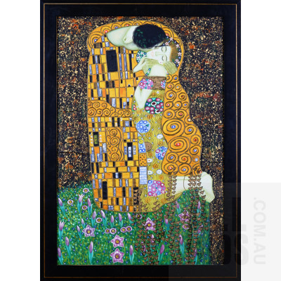 A Framed Acrylic Painting in the Style of Klimt, 90 x 60 cm