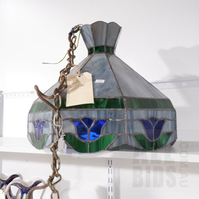 Stained Glass Lampshade with Blue Tones