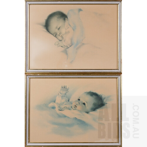 Pair Framed Baby Prints