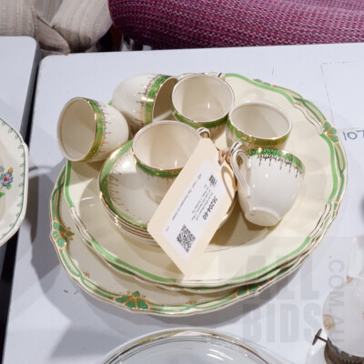 Set Six Alfred Meakin Coffee Cups and Saucers, 2 Meakin Plates, 1 Grindley Platter