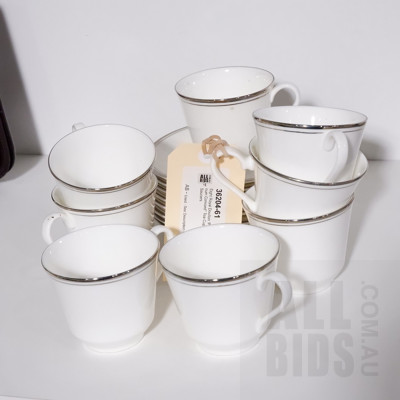Eight Royal Doulton 'Platinum Concord'' Tea Cups and Saucers