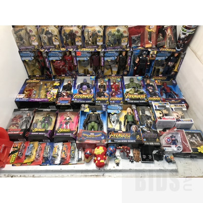 Large Collection Of Marvel Toys and Figurines Including Pop, Hasbro and Hot Wheels