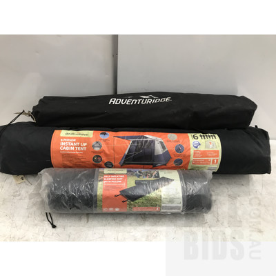 Adventuridge 6 Person Tent, Self Inflating Mat and Two Chairs