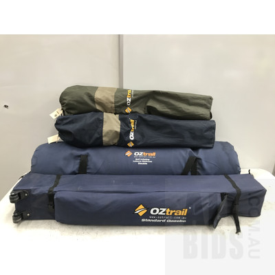 Oztrail 3mx3m Gazebo, Self Inflating Mattress and Two Chairs