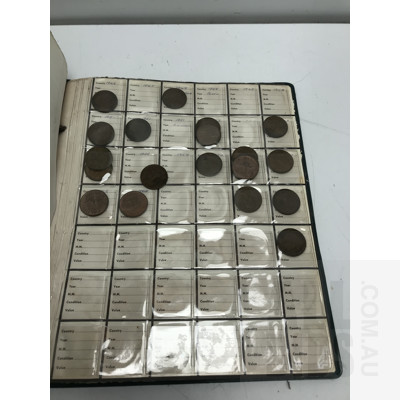 Coin Album Containing Three Pence, Half Pennies and Pennies