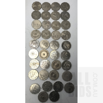 Large Collection of Australian One and Two Cent Coins, Commemorative Twenty and Fifty Cent Coins