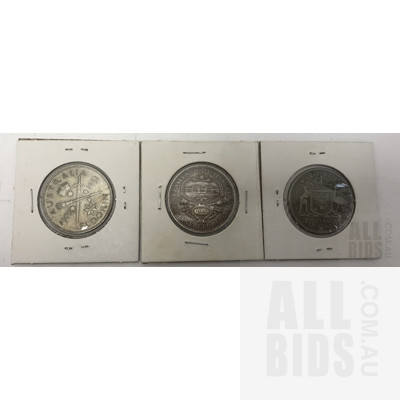 Three Australian Florins, Including 1927 Parliament House and 1951 Jubilee Florin