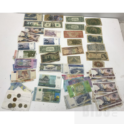 Large Collection of International Banknotes, America, Fiji, Portugal/Mozambique, Malysia and More