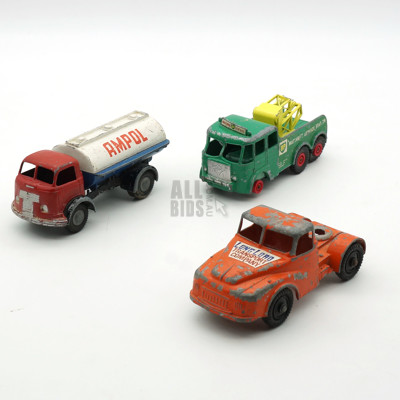 Micro Commer Ampol Tanker, Lesney Matchbox BP Service Station and Lone Star Long Load Transport Company Truck 